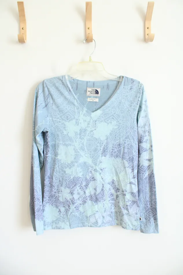 The North Face Rings The North Face Blue Patterned VNeck Long Sleeved Top M