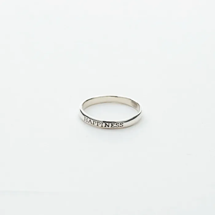 Tiger Mountain Rings Happiness Script Skinny Band Ring in Silver