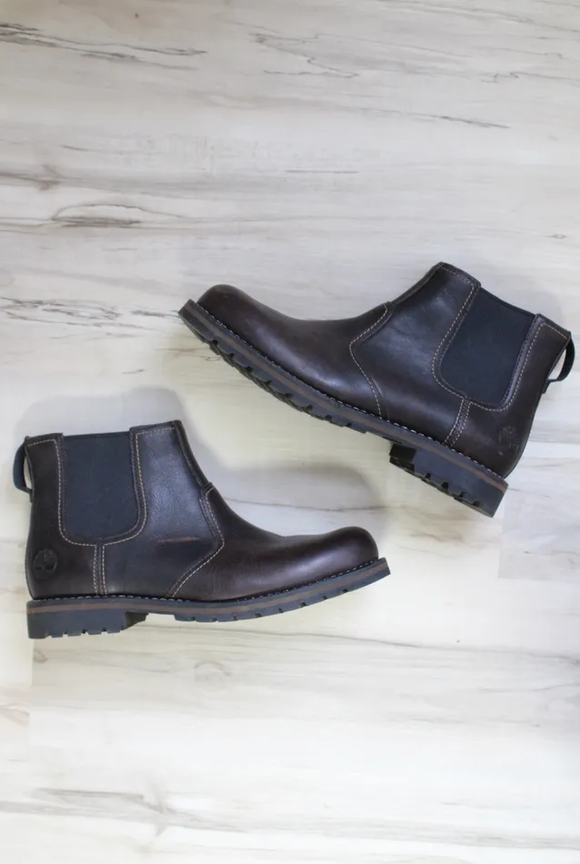 Timberland Larchmont Chelsea Brown Leather Boots Mens 9 Timberland Rings