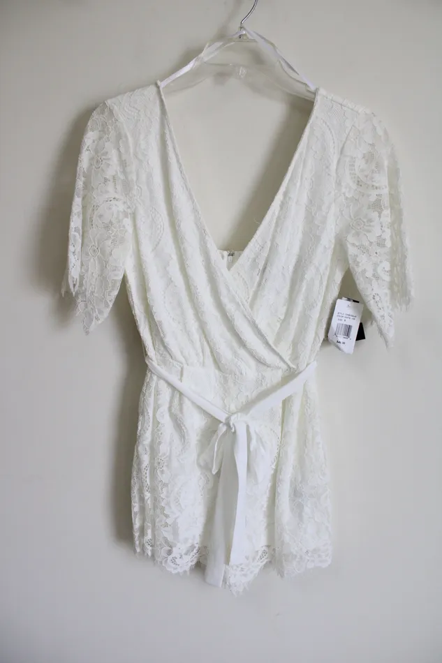 Trixxi NEW Trixxi White Lace Romper S Rings