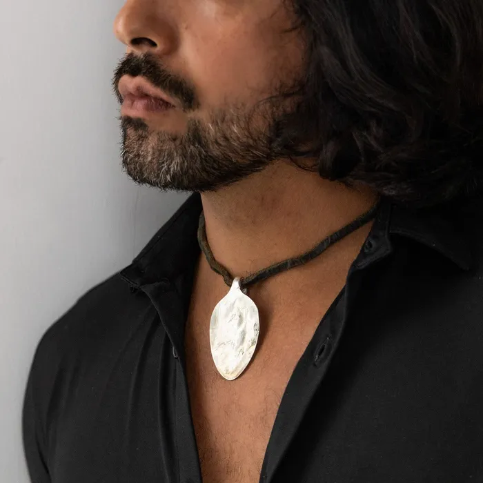 Twisted Silver Necklaces LEATHER ROCKER Necklace