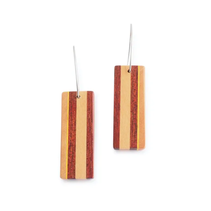 Upcycled Wood Dangle Earrings Macco Earrings