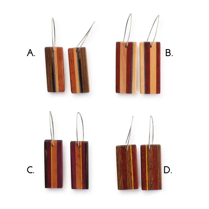 Upcycled Wood Dangle Earrings Macco Earrings
