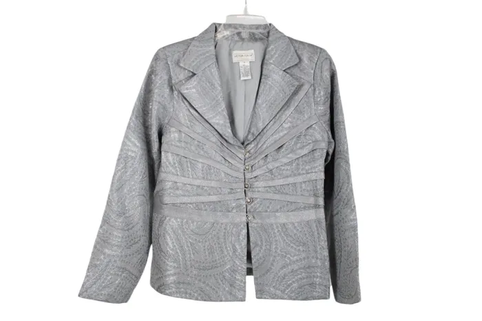 Victor Costa Victor Costa Occasion Silver Blazer Jacket M Rings