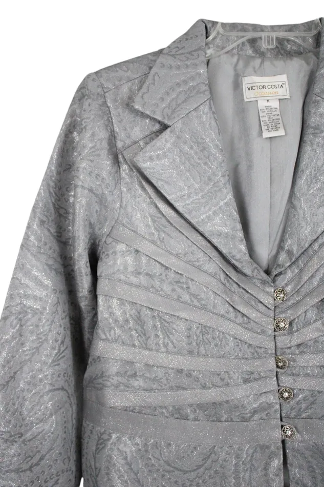 Victor Costa Victor Costa Occasion Silver Blazer Jacket M Rings