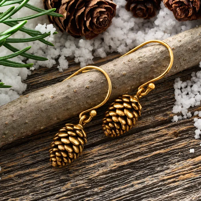 Vintage Gold Pine Cone Earrings with French Hooks Chadds Ford Jewelry Earrings
