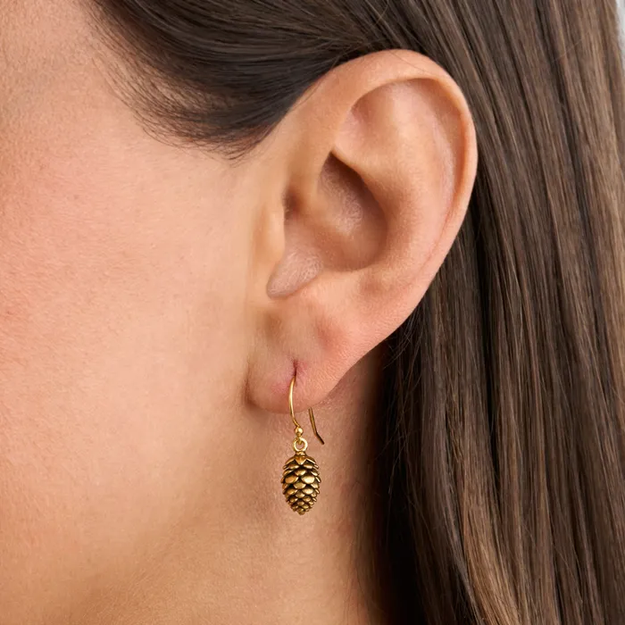 Vintage Gold Pine Cone Earrings with French Hooks Chadds Ford Jewelry Earrings