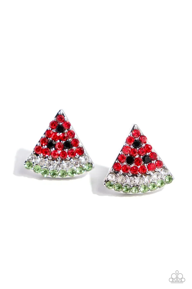 Watermelon Slice Red Paparazzi Accessories Earrings