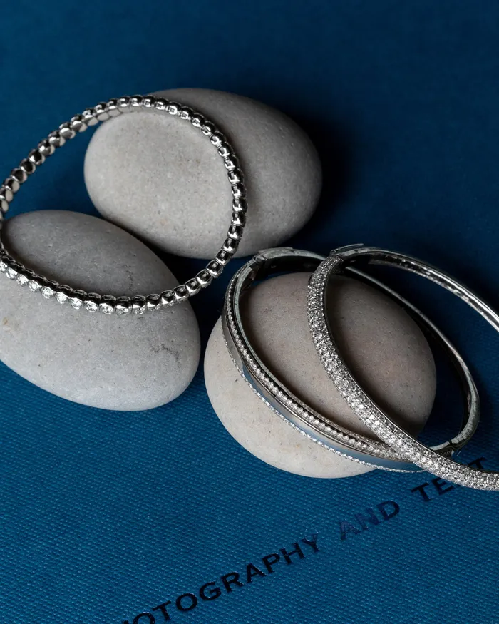 White Gold and Diamond Bezel Set Stretch Tennis Bracelet 400cts RACHEL LYNN CHICAGO Bracelets