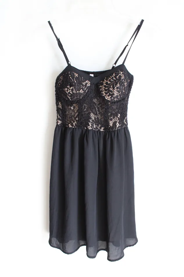 Xhilaration Rings Xhilaration Black Lace Tan Dress XS