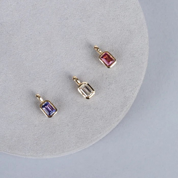 Yellow Gold and Bezel Set Diamond Charm RACHEL LYNN CHICAGO Earrings