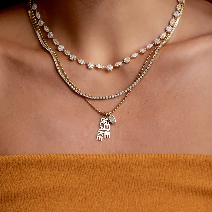 Yellow Gold and Bezel Set Diamond Charm RACHEL LYNN CHICAGO Earrings