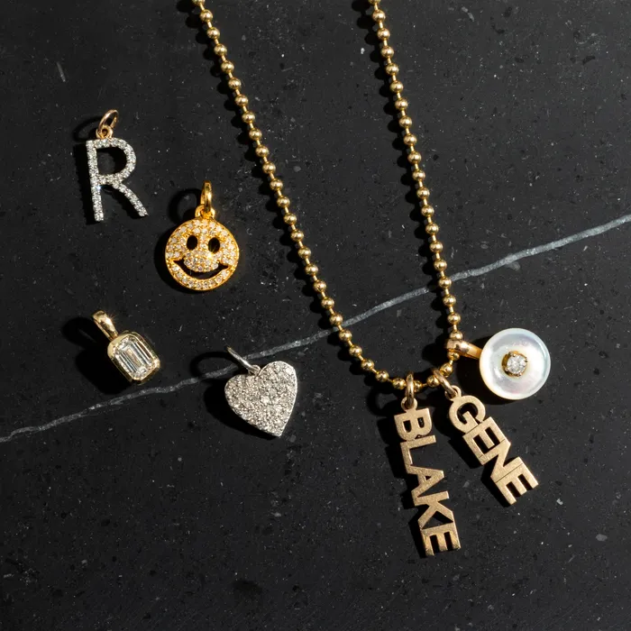Yellow Gold and Bezel Set Diamond Charm RACHEL LYNN CHICAGO Earrings