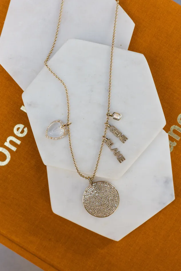 Yellow Gold and Bezel Set Diamond Charm RACHEL LYNN CHICAGO Earrings