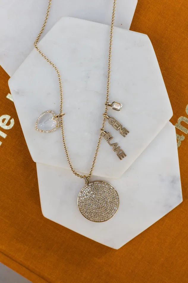 Yellow Gold and Bezel Set Diamond Charm RACHEL LYNN CHICAGO Earrings