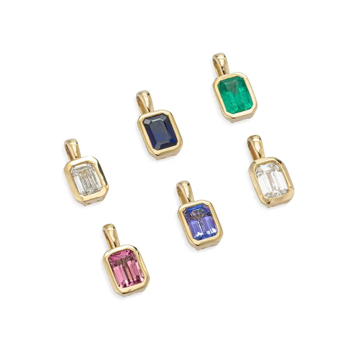 Yellow Gold and Bezel Set Diamond Charm RACHEL LYNN CHICAGO Earrings