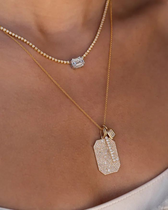 Yellow Gold and Bezel Set Diamond Charm RACHEL LYNN CHICAGO Earrings