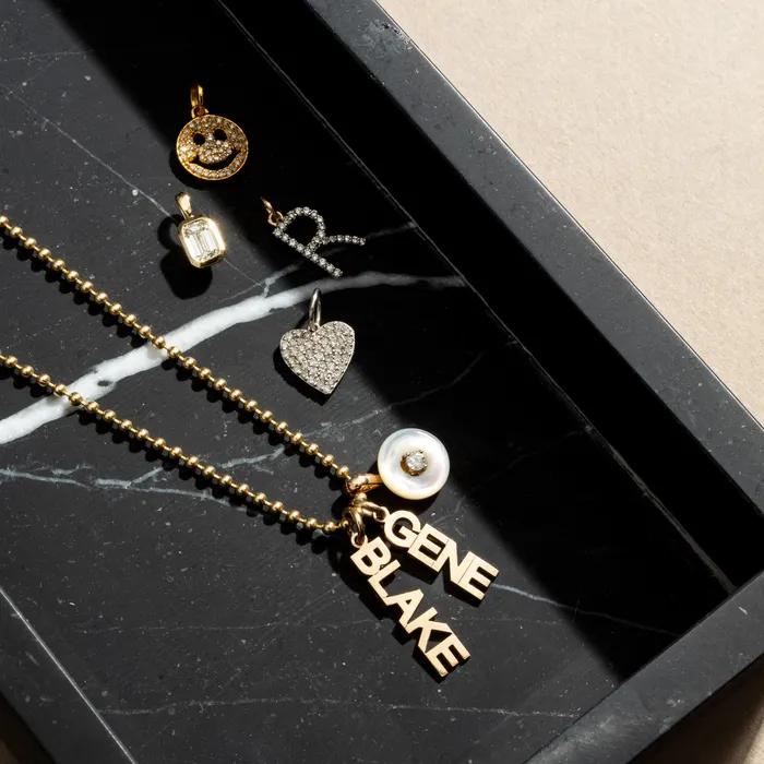 Yellow Gold and Bezel Set Diamond Charm RACHEL LYNN CHICAGO Earrings